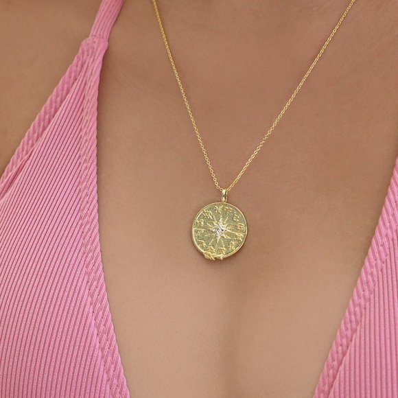Constellation Compass 18k Gold Plated Necklace - Picture 3 of 4